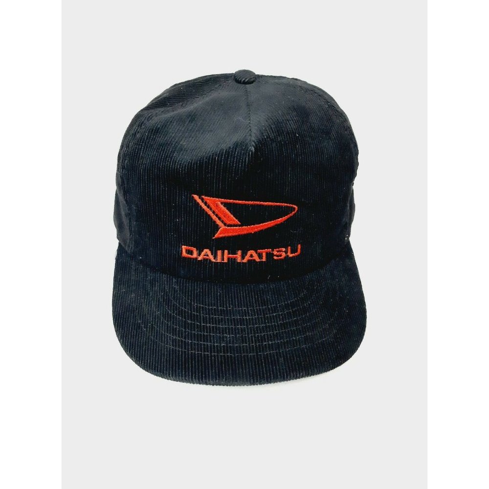 Vintage 90's Daihatsu Corduroy Snapback  Hat Cap Black & Red - Made in USA